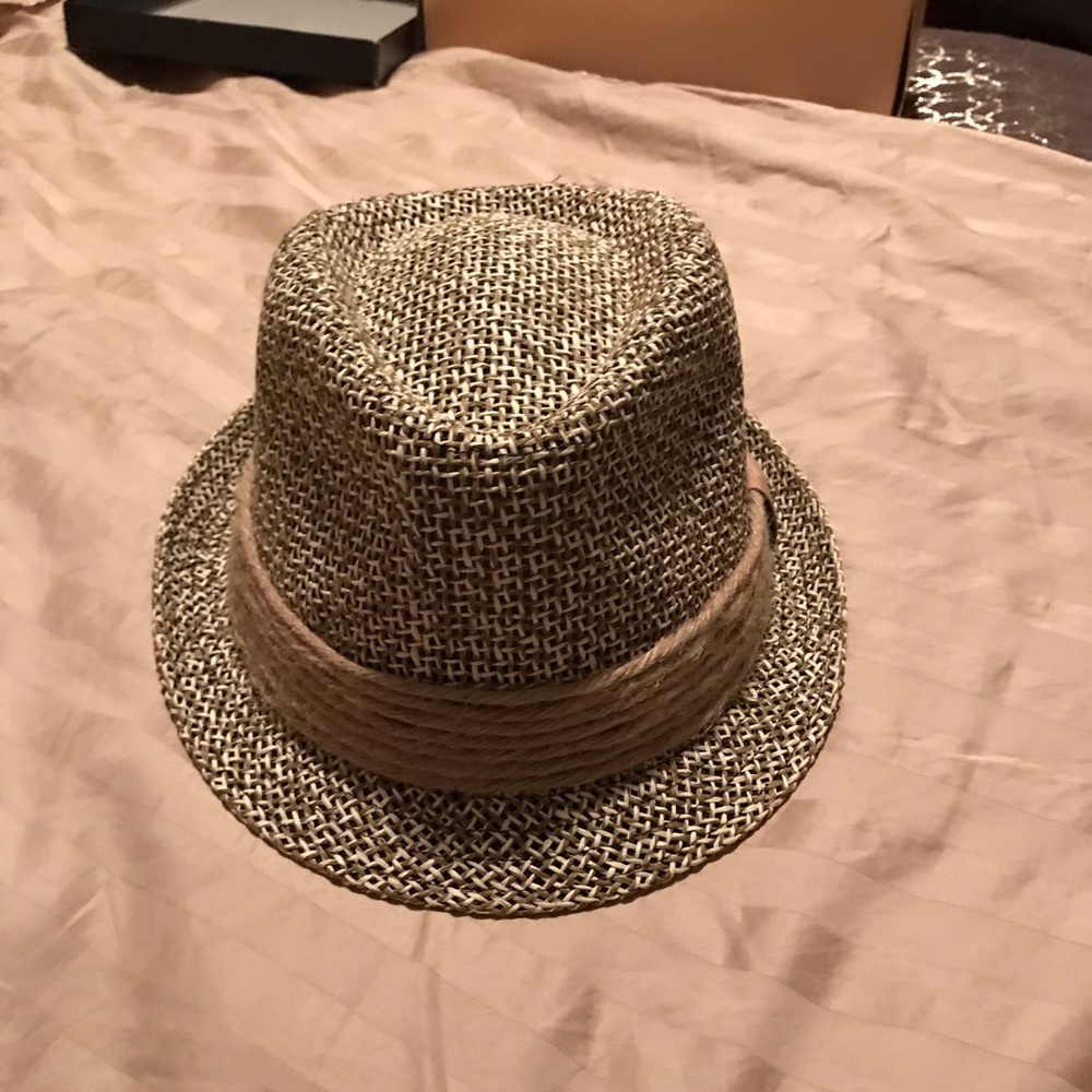 Tan and cream straw hat